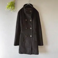 クラックステップ〔L〕◎アンゴラ混◎ダブルボタンコート◎ウール混◎フリースタッチ