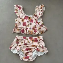 フラミンゴ柄セパレート水着 100cm