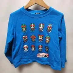 初期の仮面ライダー キャラクタープリント 青色トレーナースウェットシャツ 120