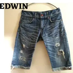 EDWIN ダメージ加工 デニム ハーフ パンツ SIZE 30