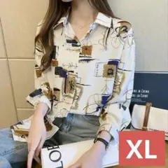 レディースシャツ（ホワイト/XLサイズ）春夏秋長袖シャツ薄手トップスl115のサムネイル