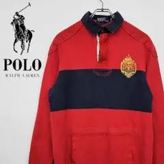 90s ポロ ラルフローレン 刺繍 希少 ポロシャツ レッド USサイズ 古着