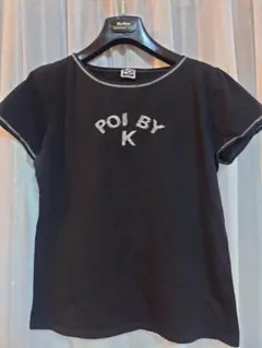 美品☆POI BY KRIZIA イタリア製シルバーロゴ刺繍 半袖 黒Ｌのサムネイル