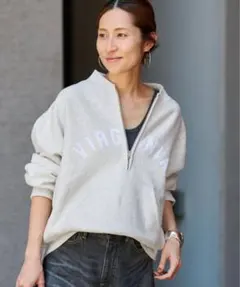 チャンピオン別注REVERSE WEAVE11.5OZロゴハーフジップ