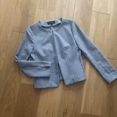 【美品】日本製　INDIVI ノーカラージャケット グレー