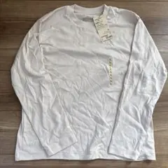 新品無印良品オーガニックコットン長袖Tシャツ Lサンドベージュ