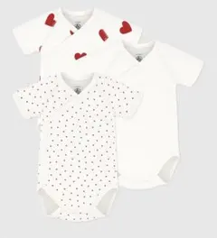 PETIT BATEAU ハート柄ロンパース3枚セット