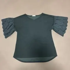 axes femme カットソー Vネック 刺繍袖 ブラックのサムネイル