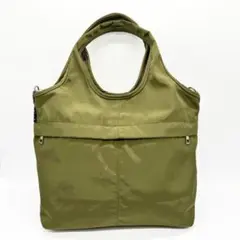 ポルカポルカ 2way トートバッグ ショルダーバッグ カーキ 軽量 A4