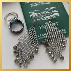 3点セット✨シルバー ダイヤモンド型 メッシュ ピアス