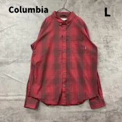 コロンビア 長袖シャツ レッド チェック柄 コットン素材 メンズ【6247】