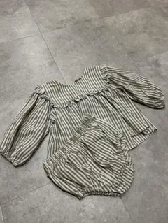 ストライプ フリル付きシャツとばパンツセット 90
