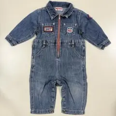 ミキハウス デニム つなぎ ベビー服　80cm レトロ　ヴィンテージ　日本製