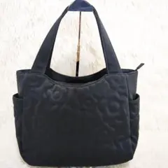 【美品】MARY QUANT トートバッグ ブラック キルティング デイジー