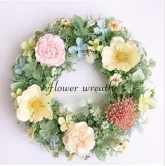 ꕤ春が待ち遠しい♪優しいグリーンのナチュラルリースꕤフラワーリースꕤ
