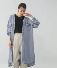 GLOBALWORK　エアリーリラックスデニム羽織りチュニックワンピース