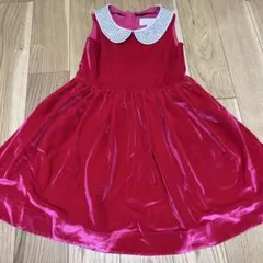 kate spade 赤 ビジュー付きドレス ベロア素材