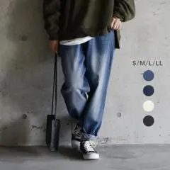 t*u様 未使用　and it_　アンドイット　ゆる　デニム　サルエル　ブルーのサムネイル