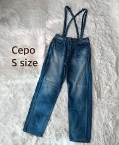 Cepo デニムジーンズ　サスペンダー　ブルー　サイズS