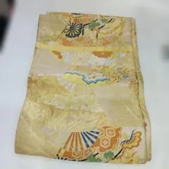 袋帯 扇面 鶴 菊 金糸 正絹 - メルカリ