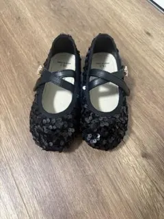 ★最終値下げ★ 黒いスパンコール バレエシューズ 16.0cm