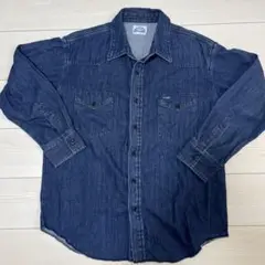 Wrangler デニム長袖シャツ ダークブルー