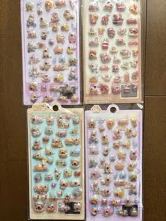 シール 4枚 セット ボンボン ドロップ ぷっくり 立体 ぷくぷくシール