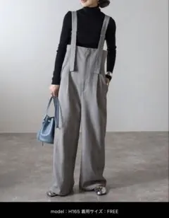 bonjour sagan チェック柄ハイウエストサロペット