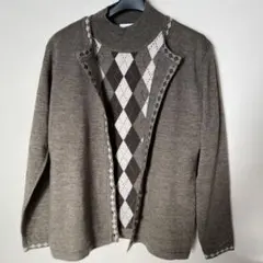 グレー系 アーガイル柄 カーディガン・アンサンブル