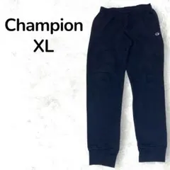 【定番】Champion スウェットパンツ ロゴ刺繍 ネイビー XL 裏起毛