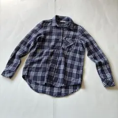 simplicité チェック柄 長袖シャツ ネイビー