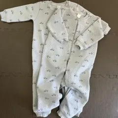 H&M 車プリント 水色ロンパース 2枚セット（90〜100）