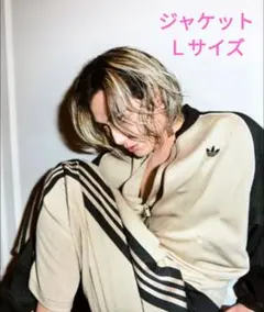 藤井風着用 adidas ルーズメッシュ トラックトップ 黒 ベージュ XS