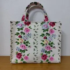 スクエアトートバッグ　手提げ　ローラアシュレイ　クラリッサ　ハンドメイド