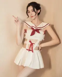 淫萌 女子学生コスプレ 美胸　メイド服　セクシーベビードールランジェリー