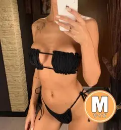 水着 ビキニ 2way プリーツ ホルターネック 黒 ブラック 028m