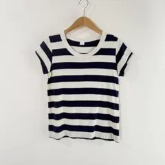 LAITERIE ボーダー 半袖 カットソー Tシャツ ホワイト ネイビーのサムネイル
