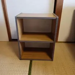 木目調 2段ラック ストライプデザイン