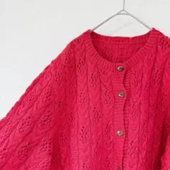 レア✨️レース編み オーバーサイズ カーディガン 赤 長袖 デート お出かけ