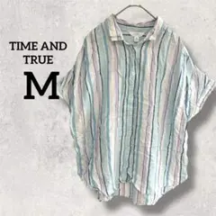 TIME AND TRUE 【M】ストライプ 半袖シャツ