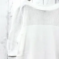 【L.L.Bean】エルエルビーン メッシュ ニット ホワイト 白 Lのサムネイル