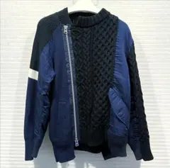 sacai ニット切替え ブルゾンma-1｜サイズ3 シャツ ジャケット