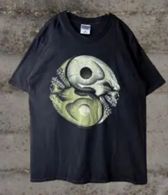 90s ヴィンテージ　陰陽　ドクロ　スカル　アートTシャツ 古着 90s USA製 「ROSE」 ドクロ スカル アート Tシャツ XL - 古着