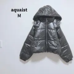 アクアイスト　エコダウンジャケット　エコレザー　フルジップ　フード　ショート　М
