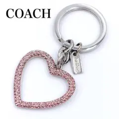 【美品】COACH コーチ　キーリング　キーホルダー　ハート　ストーン　ピンクのサムネイル