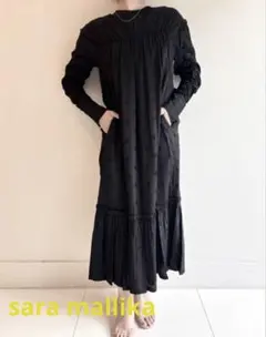 新品 sara mallika ストライプワンピース ブラック サラマリカ 長袖