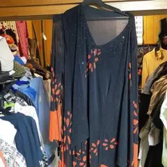 社交ダンス用ドレス 黒と赤花柄