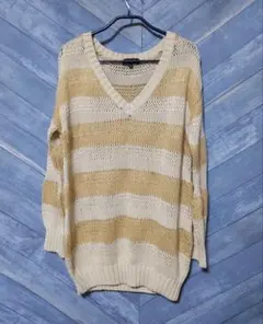 OZOC 薄手ボーダー Vネック ニット セーター サイズ38