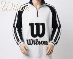 Wilson ハーフジップ スウェット ビッグシルエット ホワイト×ブラックのサムネイル