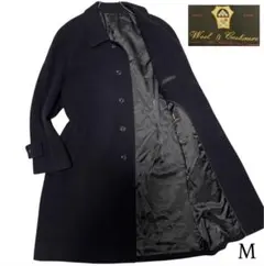 【カシミヤ50%×イタリア製生地】マキシ丈比翼チェスターコート 日本製 濃紺 M